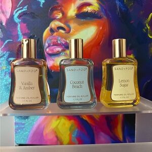 SAND + FOG Perfume Oil Roller Set - Vanilla & Amber, Coconut Beach, Lemon Sugar